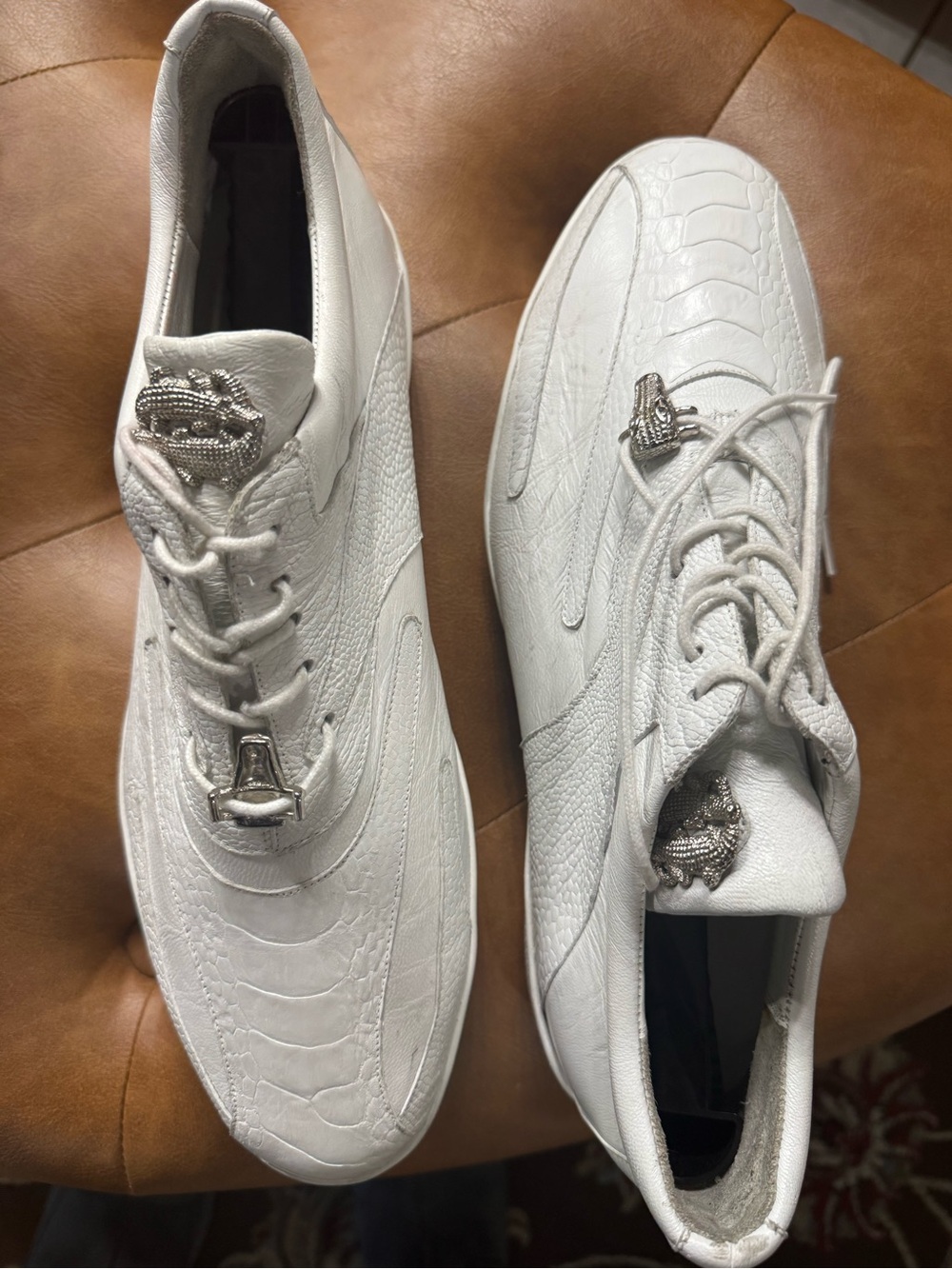 Men's White Leather Fashion Sneakers